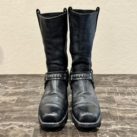 Frye Leather Chain Link Harness Boots - Picture 5 of 12